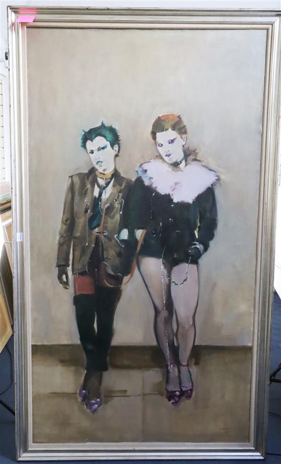 § Norman Kirkham R.G.I. (Scottish b.1936) Punk Rockers 78 x 42in.